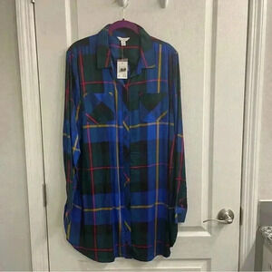 Multi Colored Long Sleeve Plaid Top by Cato